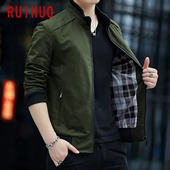 

RUIHUO Solid Jacket Men Coat Clothes Streetwear Bomber Jacket Men Hip Hop Winter Coat Men Jacket Windbreaker 4XL 2019 Autumn