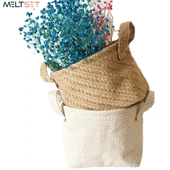 

Woven Fabric Storage Basket for Desktop Garden Flower Pot Plant Baskets Flower Vase Small Laundry Basket Toy Organizer Home