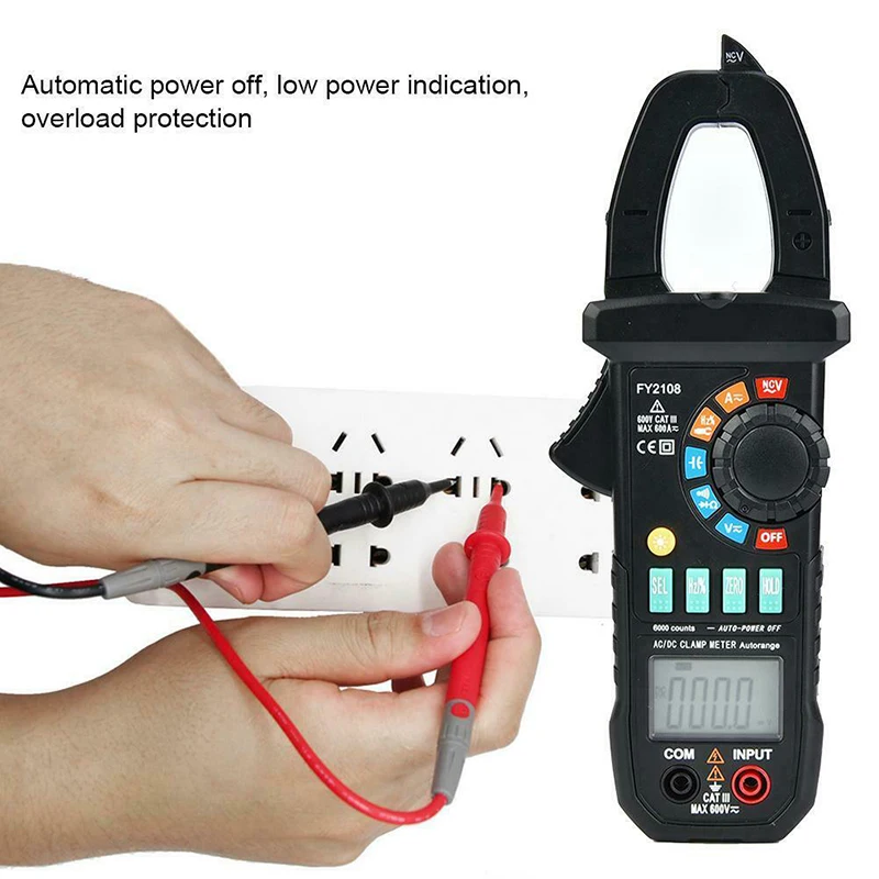 

FY2108 Digital Clamp Meter Multimeter Voltmeter Ammeter 600A AC/DC Ohm Voltage Current Testers Meter PUO88