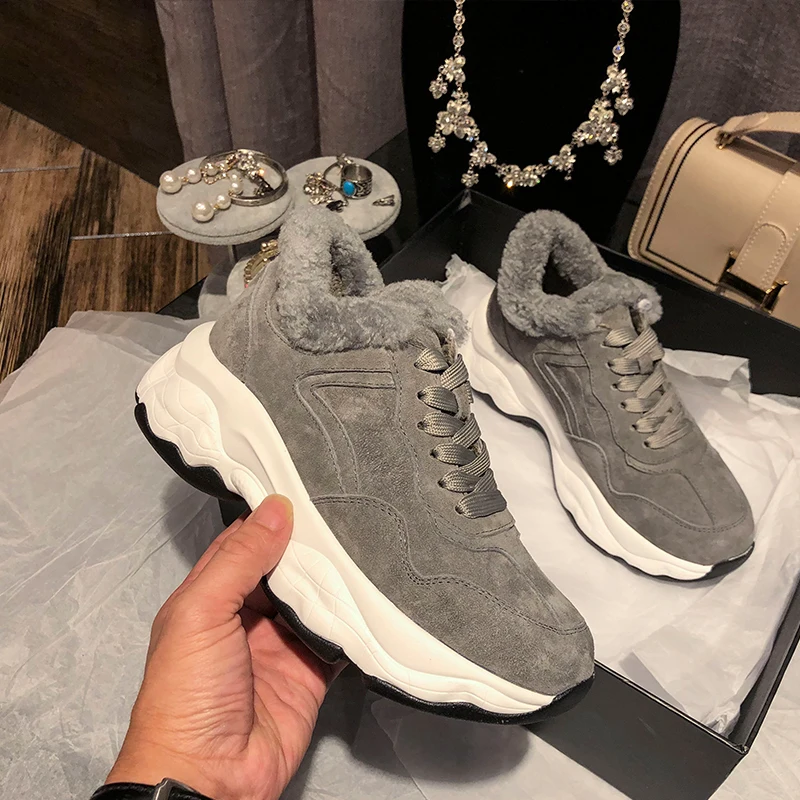 Zapatos de plataforma informales acolchados para mujer, zapatillas gruesas  de cuero de lujo a la moda, zapatos cálidos Buty Damskie para invierno|Zapatos  planos de mujer| - AliExpress