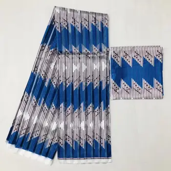 

African Style Printed Satin Silk Fabric with Organza Wax Print Lace for Dress 4yards Organza Ribbon and 2yards Silk Fabric