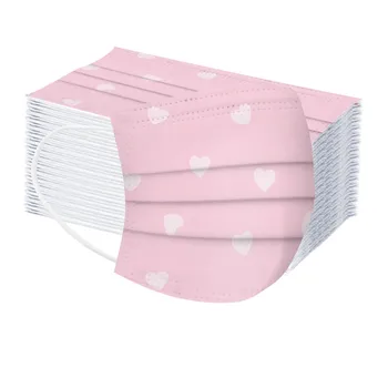 

50pcs 3-layer Ear Loop Love Printing Mask Disposable Face Mask Kerst Valentine's Day Breathable Mask Best Gift For Lovers Masque