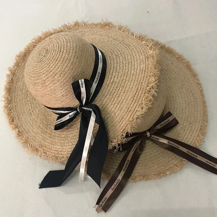 

LVTZJ 2020 New Casual Summer Wide Brim Straw Hats Big Sun Hats For Women UV Protection Panama floppy Beach Hats Ladies bow Caps