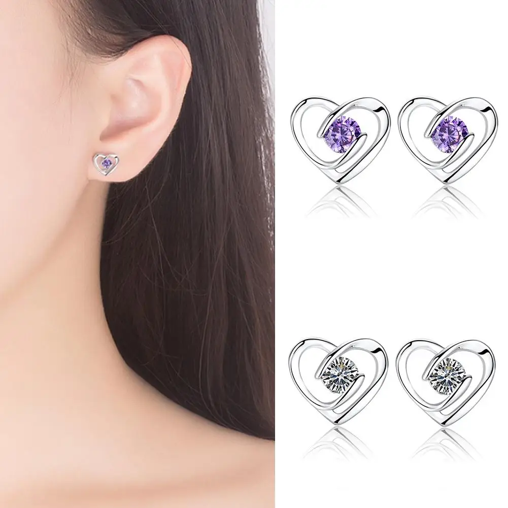 Женские серьги-гвоздики в виде сердца | Украшения и аксессуары