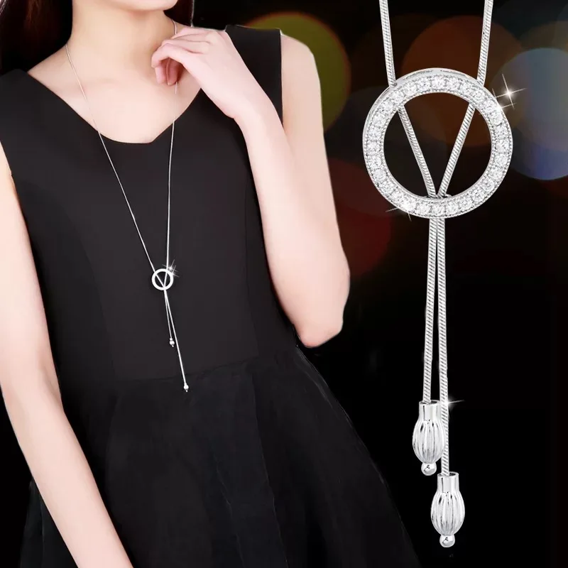 BYSPT Колье женское длинное серое Кристальное ожерелье s& Кулоны для женщин круглое массивное ожерелье Макси ожерелье цепочка модное ювелирное изделие - Окраска металла: 22