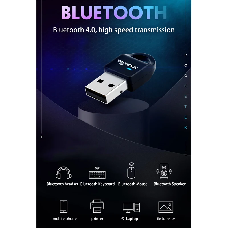 ROCKETEK CSR 3. 0 A2DP Bluetooth адаптер USB ключ для ПК компьютерного динамика o/Ps4
