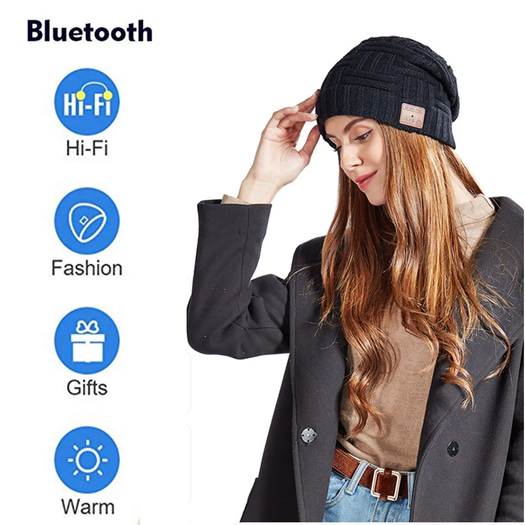 Лучшая продуктов Bluetooth Beanie шапка музыкальная вязаная шапка с громкой связью стерео наушники Поддержка дропшиппинг