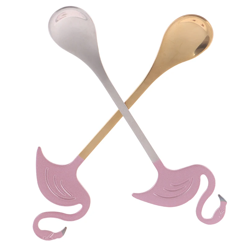 Stainless Steel Flamingo Coffee Tea Stirring Spoon Meal Soup Cake Jelly Dessert Ice Cream Scoop Gift Kitchen Bar Tableware