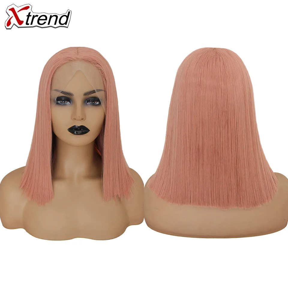 Xtrend синтетический парик на кружеве короткий Боб блонд Розовый Фиолетовый Белый 613 Омбре серый имбирь Лолита косплей парики для черных женщин