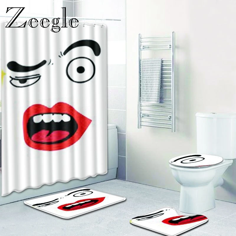 Zeegle коврик и коврики для ванной с 3D принтом, коврик для душа, водопоглощающий коврик для ванной, Нескользящие коврики для ванной, коврик для туалета из микрофибры, 4 шт. в комплекте
