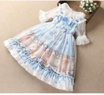 

Summer Lolita Spanish Princess Ball Gown Dress For Bady Girls Birthday Party Lace Dress 4-9Y