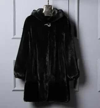 

2020 Luxury Women Ladies Winter Faux Mink Fur Coat Button Hooded Jacket Casual Outwear Thicken fashion Warm Trench Coat S-6XL