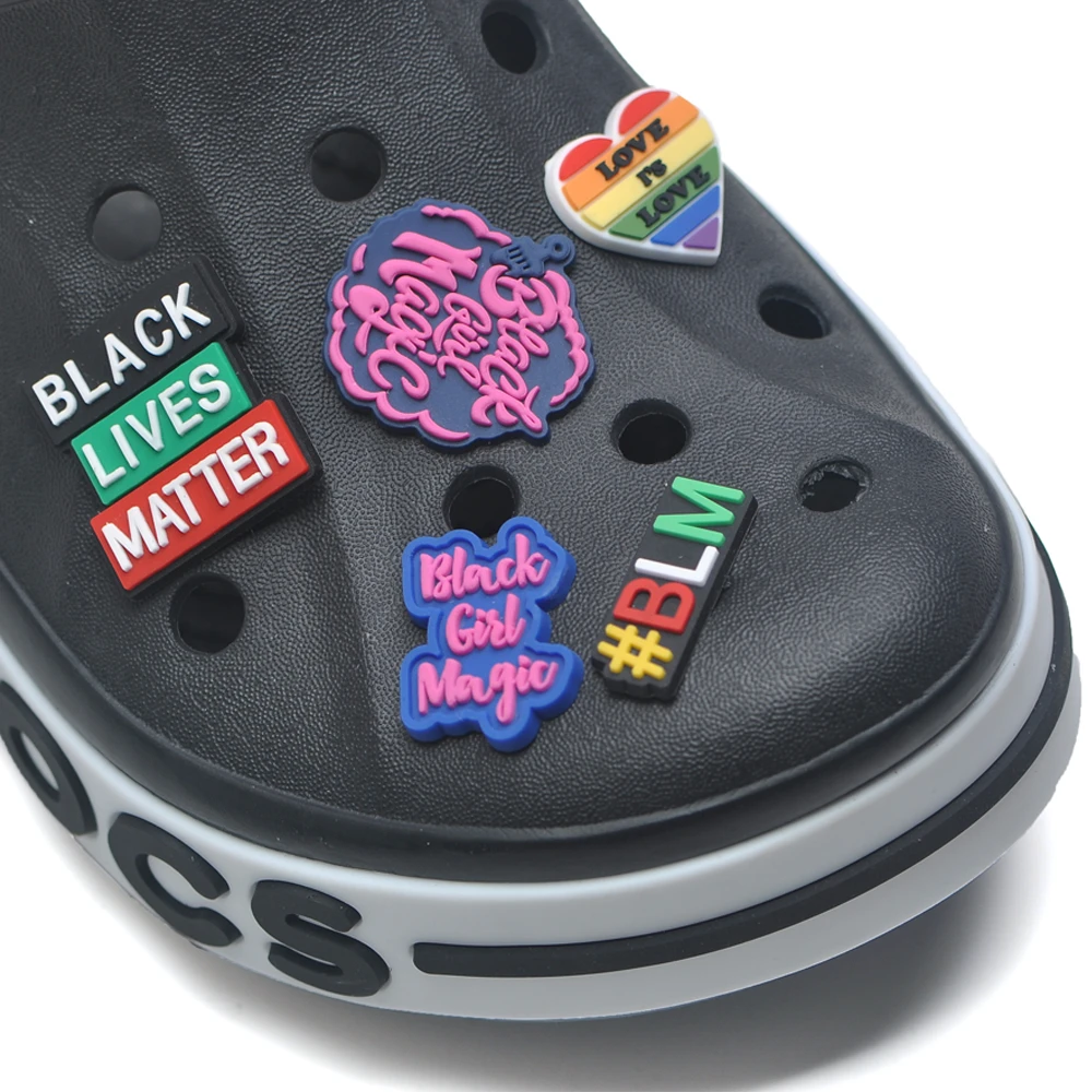 5 шт. I Can't Breather Croc Shoe Charms Black Lives Metter BLM аксессуары для обуви JIBZ украшение девочек