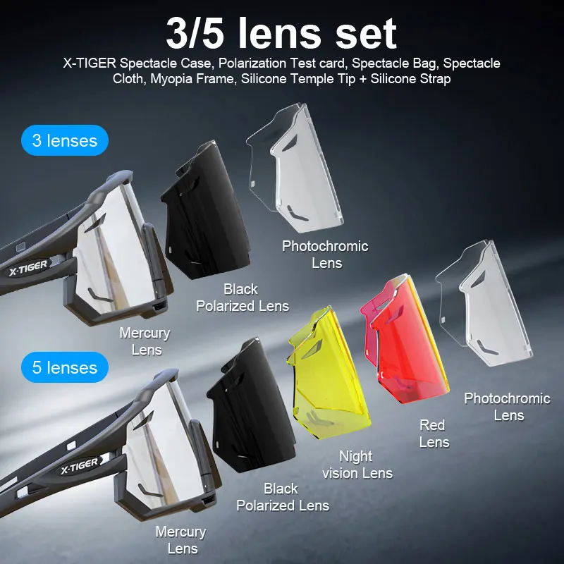 X-tiger Cycling Glasses Photochromic Sports Sunglasses Uv400
