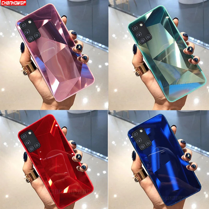 Алмазный зеркальный чехол для Samsung Galaxy A21S A51 A71 A01 A11 A31 A41 A70 A50 A30 A40 A20 A10 S20 FE S10 Note 20