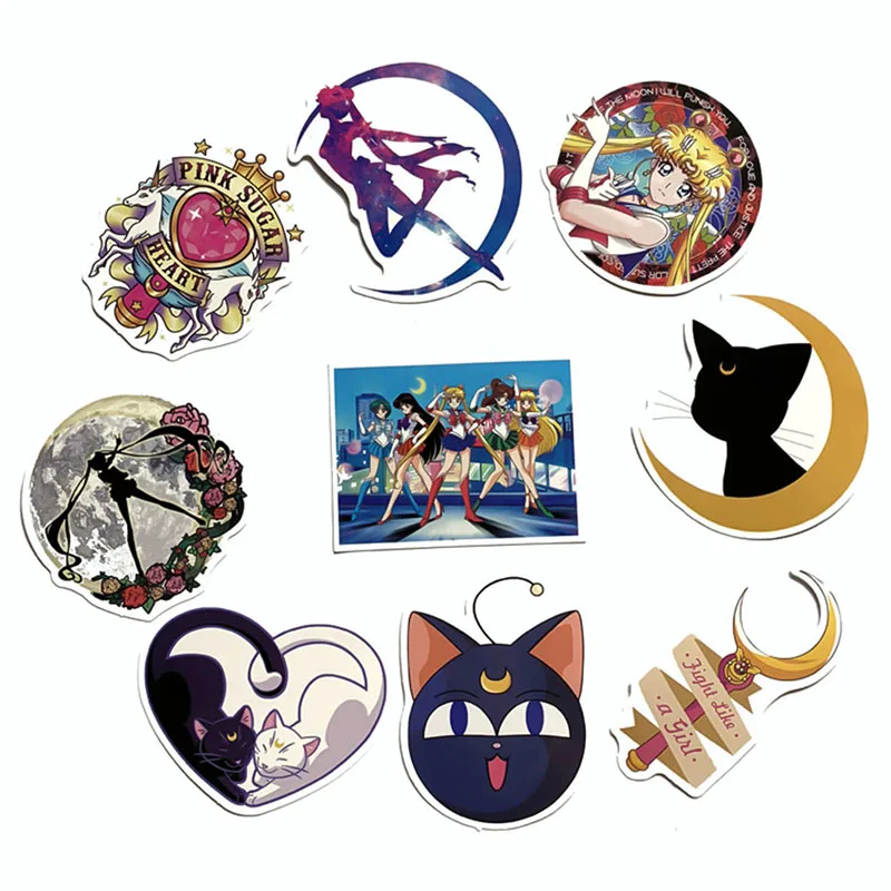 

9Pcs/set Classics Anime Sailor Moon Sticker For Car Laptop Skateboard Bicycle Waterproof PVC Water Ice Moon Stickers