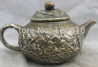 

xd 00148 Chinese China Folk Culture Handmade Old Brass Bronze Statue The teapot Sculpture