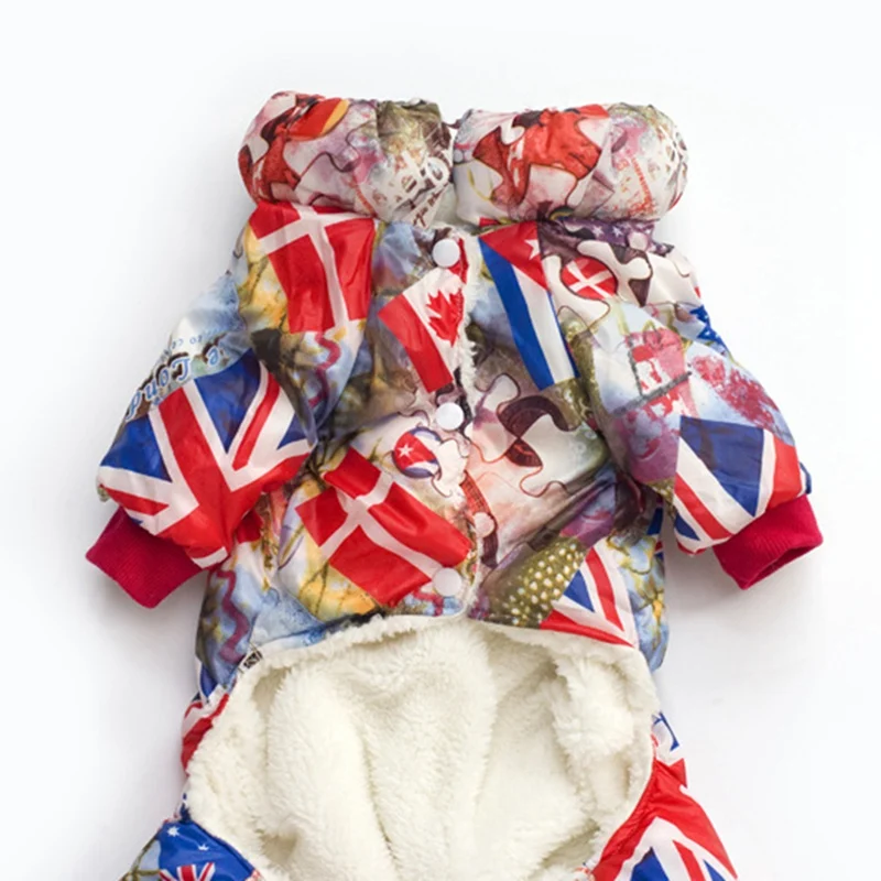 Осень-зима 4 ноги пальто для питомцев, одежда с принтом в виде собак Теплый Рождественский свитер для маленькие собаки, питомцы комбинезон SuppliesGM