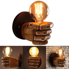 

E27Creative Retro Wall Light LED Antique Resin Fist Wall Lamp European Style Bar Restaurant Cafe Decorative