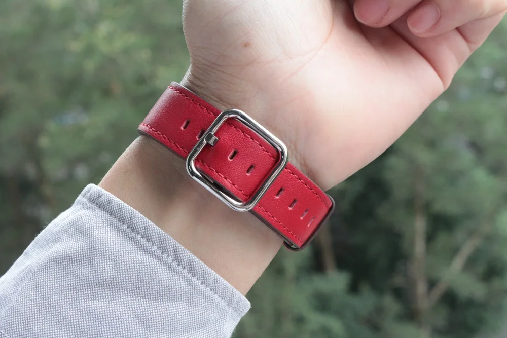 KINGBURGE классический ремешок с пряжкой для apple watch series 3 2 1 ремешок для iwatch из телячьей кожи с квадратной пряжкой современный дизайн