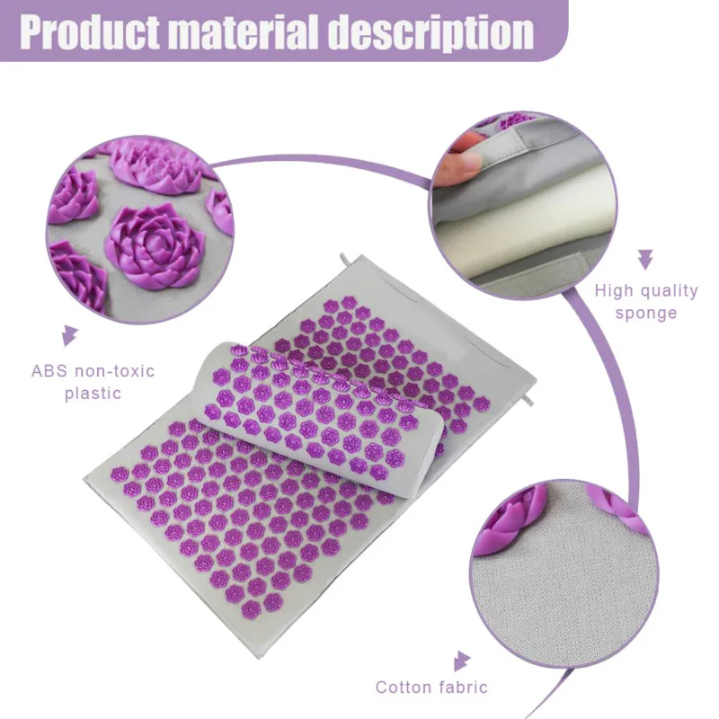 

Yoga Spiky Mat Acupressure Massage Mat Pillow Set Yoga Mat for Relieves Stress Back Neck Sciatic Pain Relaxation Tension Release