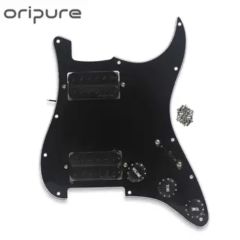 

OriPure Black Prewired Pickguard HH 11 Hole Assembly Set with Alnico 5 Humbucker Pickup for Strat Electric Guitar