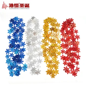 

2.4 m.3.5 cm bright electroplated snowflake shape Christmas chain string Christmas decorations 70g
