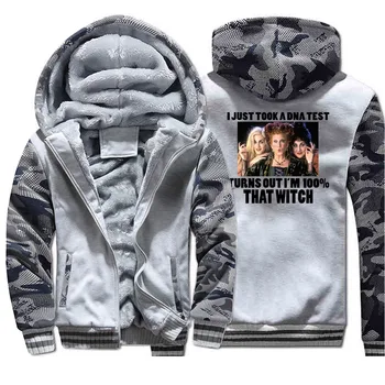 

Hocus Pocus Jackets Men Hoodies Men Winter Thick Outdoor Camo Outwear I Just Took A Dna Test Turns Out I'm 100% That Witch Coats