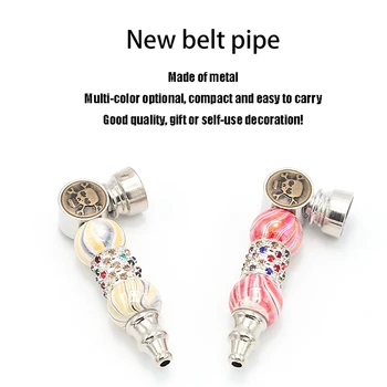 

New Fashion Smoke Creative Exquisite Diamond Pipe Smoke Small Metal Pipes Beautiful Smoking Pipe Herb Portable Tobacco PipesNEW