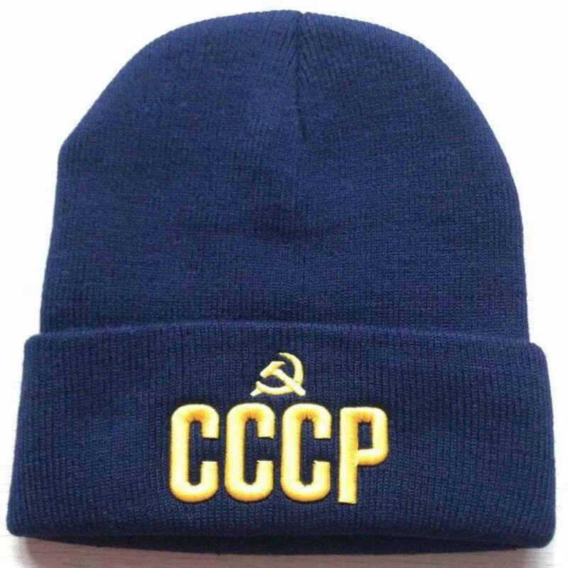 NXYY, модные вязанные шапки С Вышивкой Букв CCCP, советские значки, серповидный молот, эмблема России, Коммунистическая шапочка, шапка, шапка - Цвет: Blue