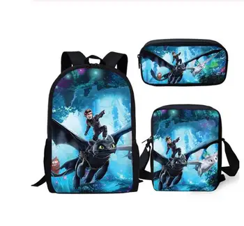 

Children's Backpack How to Train Your Dragon Pattern Kids School Bags Anime 3PC/Set Students Book-Bags Mochila Rucksack