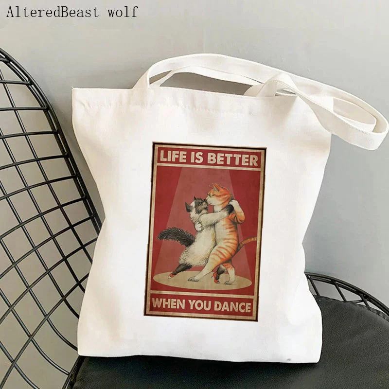 Women Shopper bag Winged Cats Skull Dont Tell Me Bag Harajuku Shopping Canvas Shopper Bag girl handbag Tote Shoulder Lady Bag