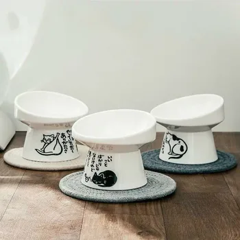 

Non Slip Ceramic Cat Bowl Feeder with Raised Stand Bone China Cervical Protect Food Water Cat Bowl Ceramic Small Dog Pet MJ71706