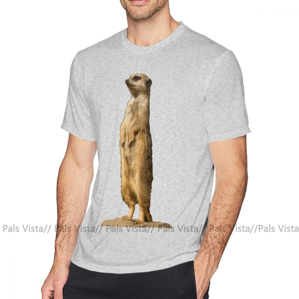 Футболка Meerkat, футболка Meerkat, 100 хлопок, потрясающая футболка, Мужская футболка с принтом, большой размер, короткий рукав, Пляжная футболка - Цвет: Серый