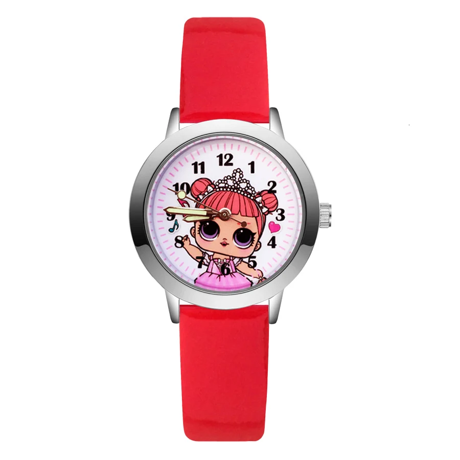 Model A Red Модные милые детские часы с Минни и единорогом для девочек, детские кварцевые наручные часы с кожаным ремешком для студентов JA95 - Цвет: Model A Red