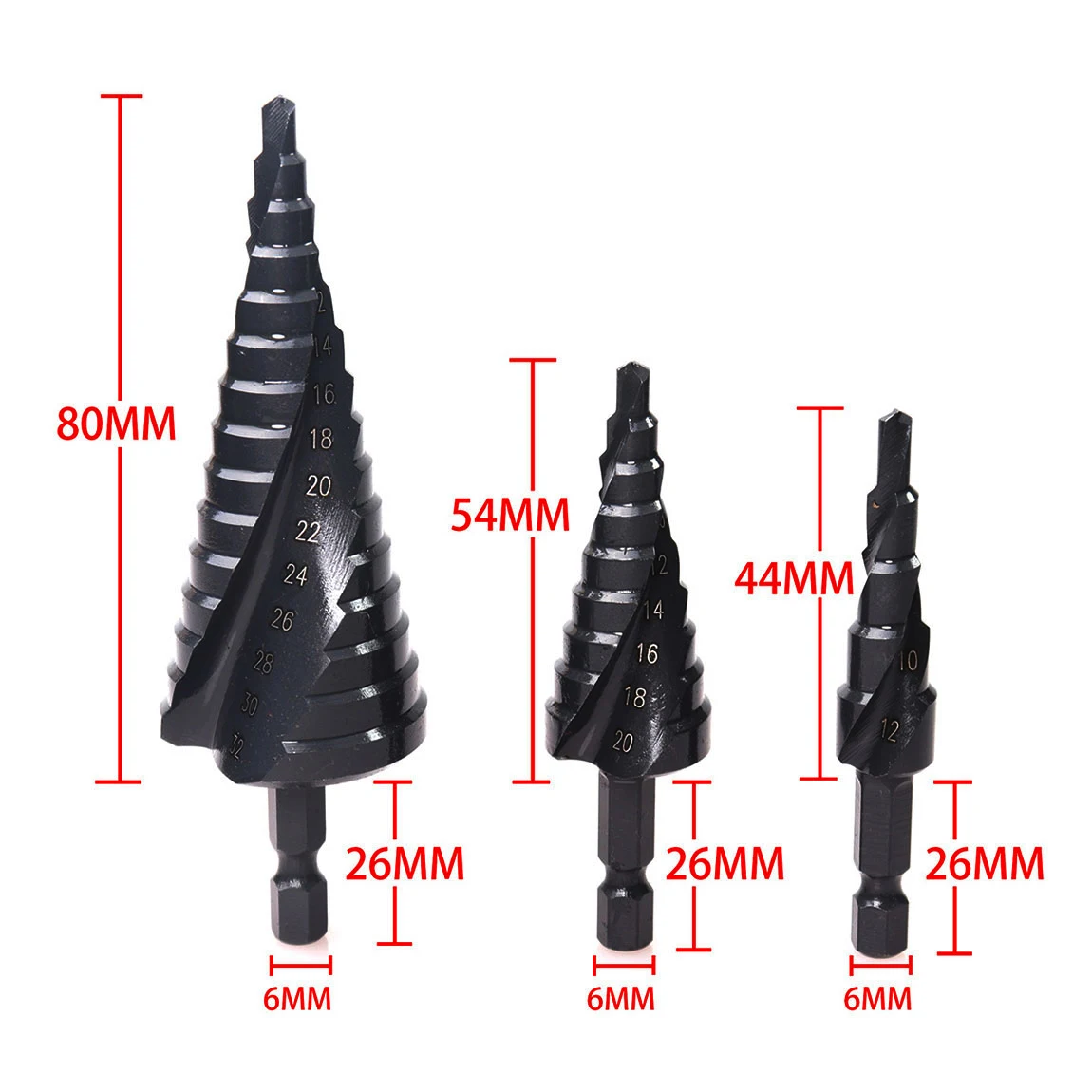 4-12 4-20 4-32mm HSS Step Drill Bit Nitride Coated For Wood Metal Cone Hole Cutter