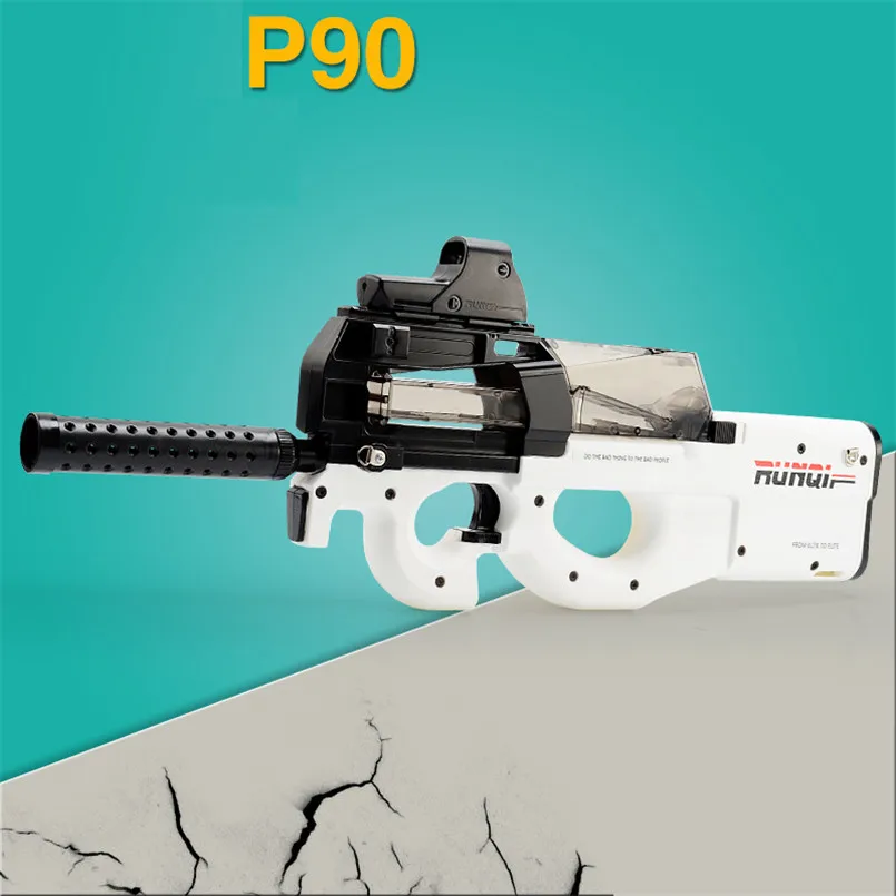 White P90 Электрический водяной пулемет, игрушечная снайперская винтовка, граффити, CS игры, пейнтбол, всплески, пистолет, игрушки для мальчиков, открытый пистолет, рождественский подарок - Цвет: White