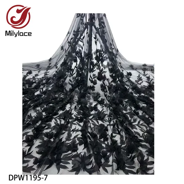 African 3D Flower Applique Lace Fabric Wedding Material 5 Yards Nigerian French Delicate Embroidered Tulle Mesh Lace DPW1195 - Цвет: DPW1195-7
