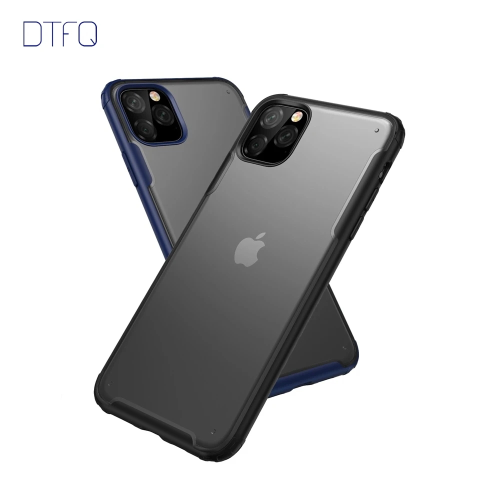DTFQ Case for iPhone 11 11 Pro Max Hybrid Hard PC Soft TPU Silicone Cover Matte Shockproof Case for iPhone XR Xs Max X 7 8 Plus
