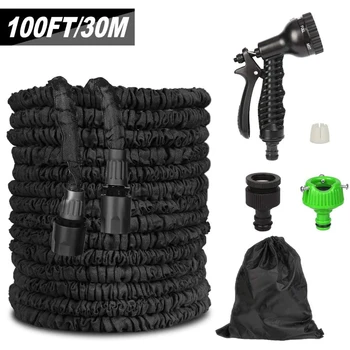 

100FT 30M Garden Hose Expandable Water Hose Pipe With Spray Gun 7 Function Hand Shower Connector Home Garden Watering Washing