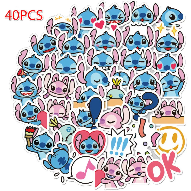 

40Pcs Cartoon Stitch Stickers Graffiti Punk Waterproof Decal Laptop Motorcycle Luggage Snowboard Car Sticker