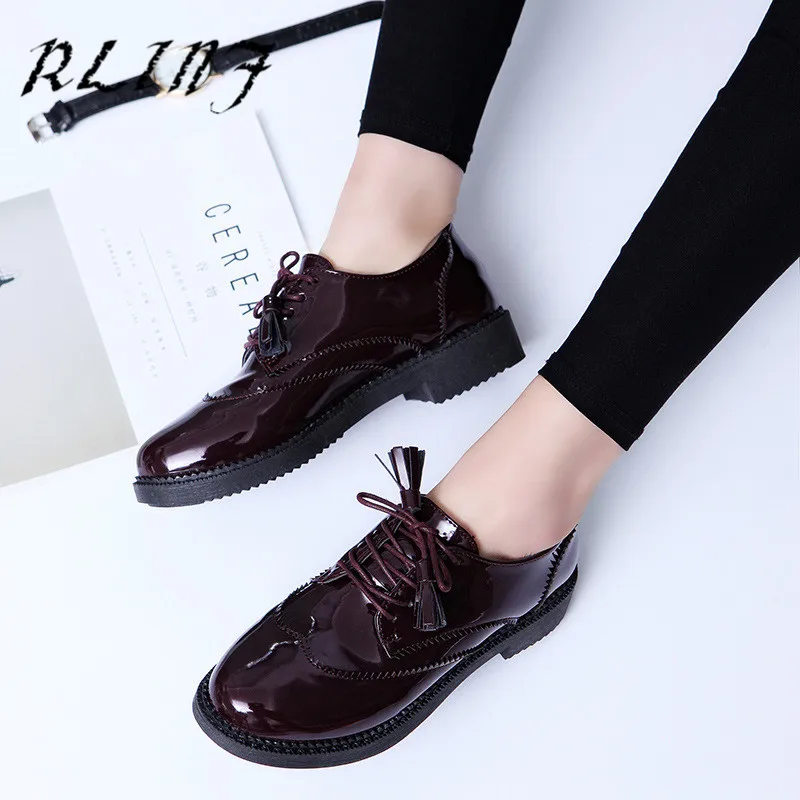 Туфли RLINF женские зимние на плоской подошве натуральная кожа балетки оксфорды