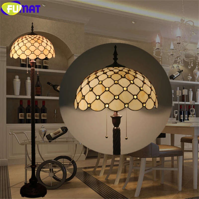 Beige Pearl Gridding Фумат Тиффани торшер драгоценный камень бежевый жемчуг Gridding абажур из витражного стекла Multe цвет светильник Европейский ретро Стиль сплав 16In - Цвет абажура: Beige Pearl Gridding