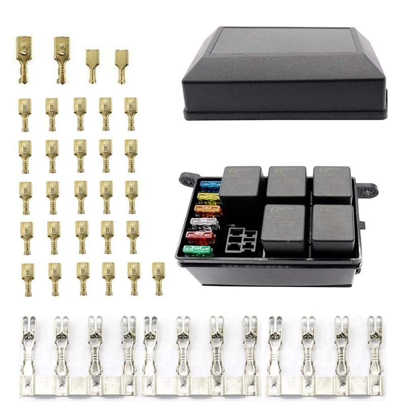 

RV Yacht Retrofit 6-Way Safety box relay 12V automobile fuse seat with 6 relays