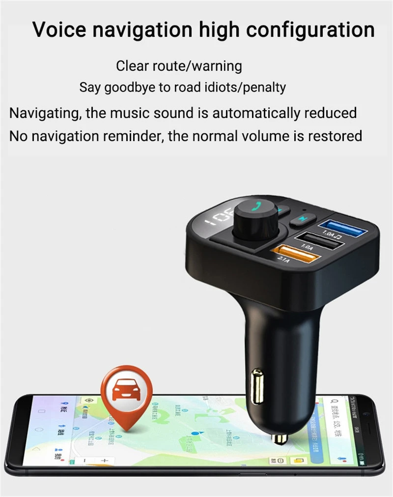 3.1A 3 USB Автомобильное зарядное устройство со светодиодом дисплей FM bluetooth передатчик Громкая связь MP3-плеер для iPhone X XR Xs Note9 S9 Mi8