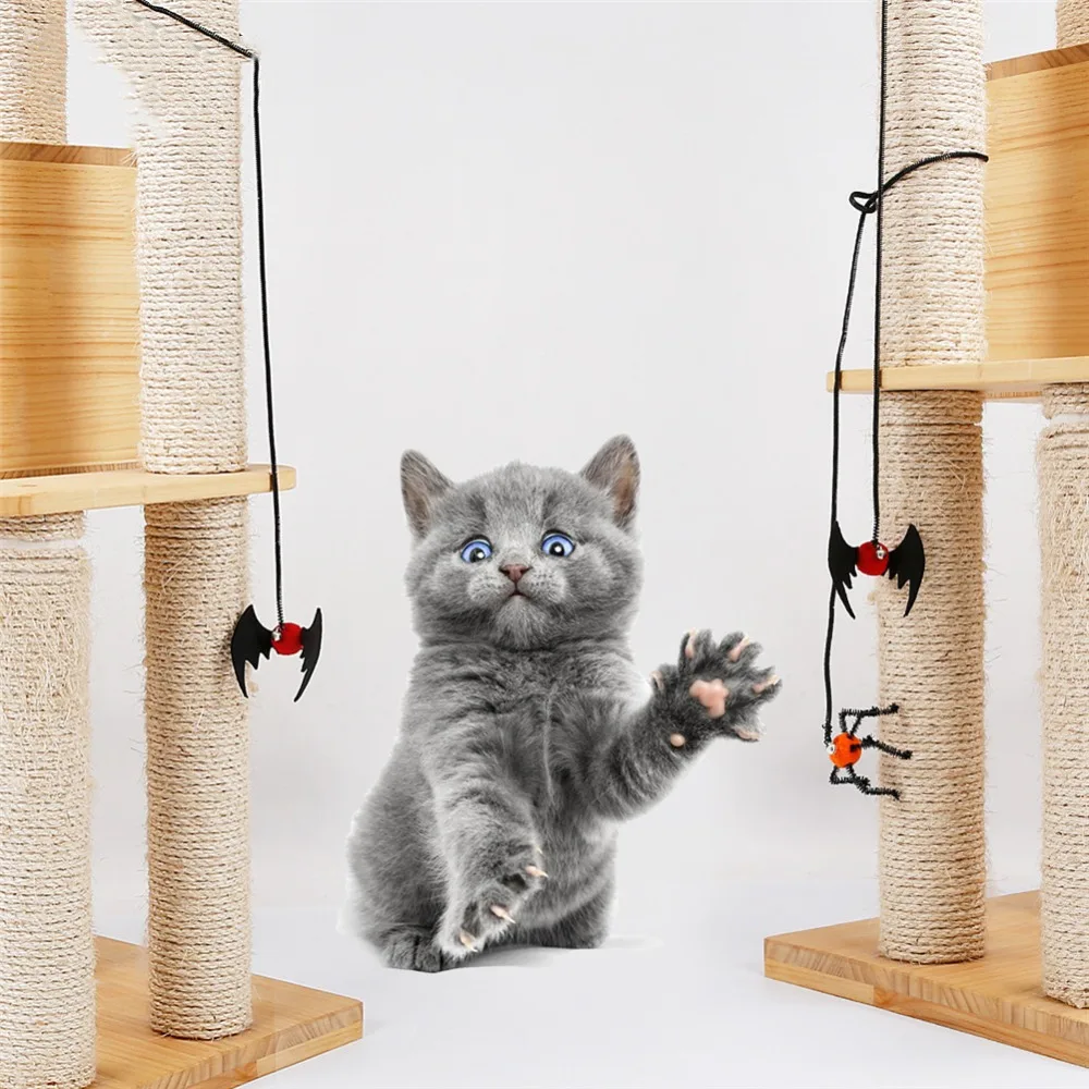Игрушки для кошек Хэллоуин кошка котенок игрушка, котенок питомец игрушки летучая мышь паук дизайн летающий палец игрушки для домашних животных