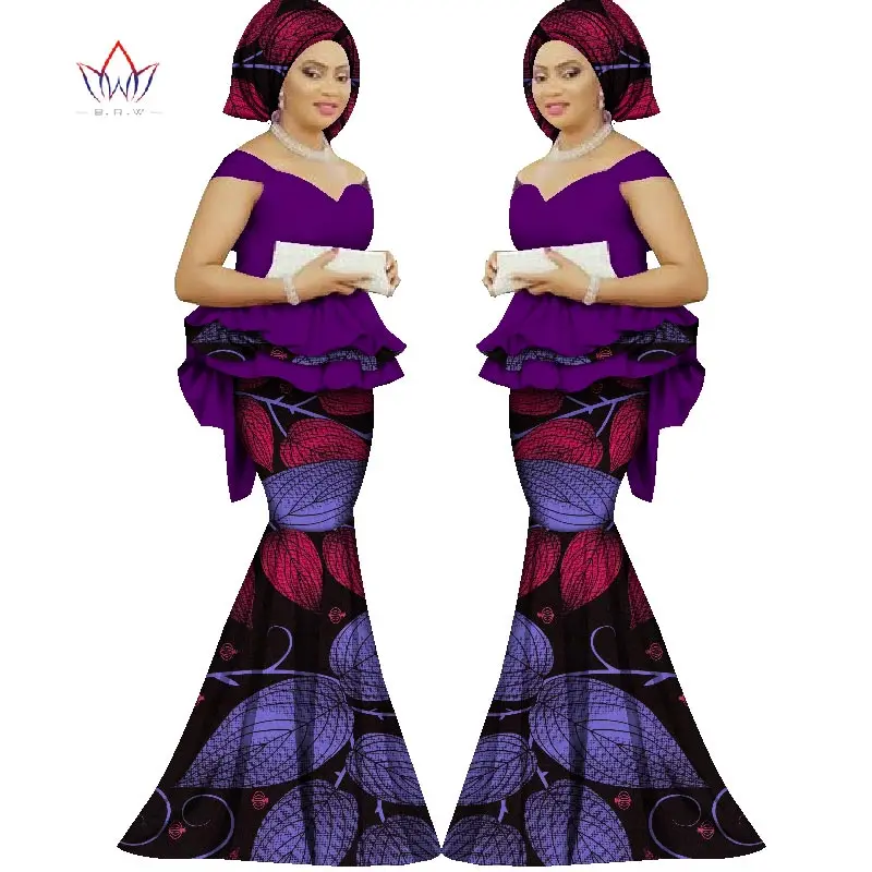 Летний комплект с юбкой, Африканский Дашики, Женский традиционный Базен, принт размера плюс, Дашики, африканские платья для женщин, костюм, 2 штуки, WY1312 - Цвет: 25