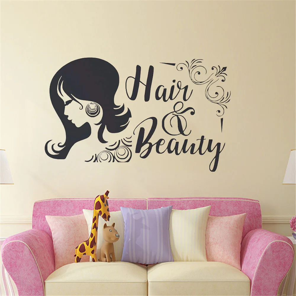 Hair Salon Wall Sticker Beauty Salon Window Wall Decal Hairs Shop Decor