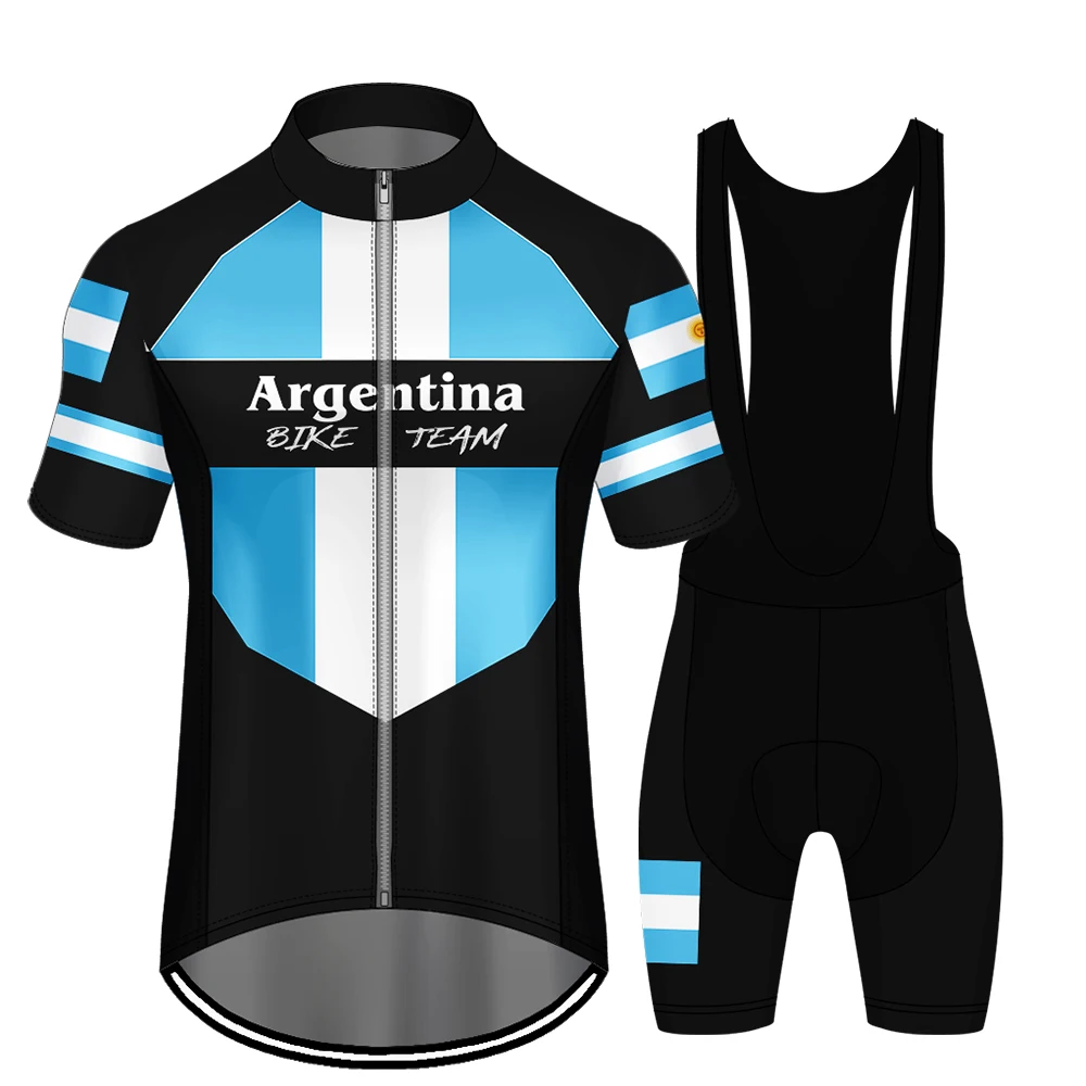 

WAMNI Cycling Jersey Set Man Mountain Bike Cycling Bib Shorts Suit Short Sleeve Argentina Male Bike team Cycling Wear