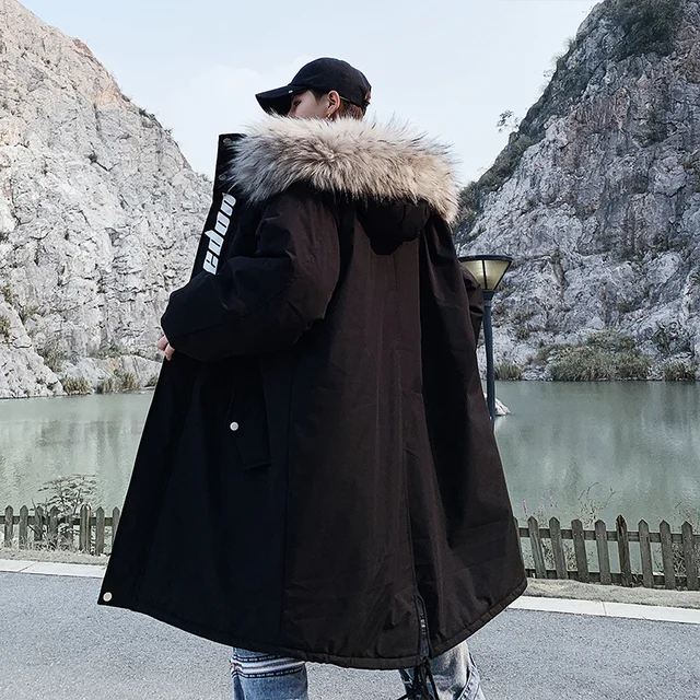 Moda 2019 chaqueta invierno talla grande para hombre con capucha Parkas negro invierno de algodón cálido chaqueta gruesa Manteau Hiver abrigos JJ60MF|Parkas| - AliExpress